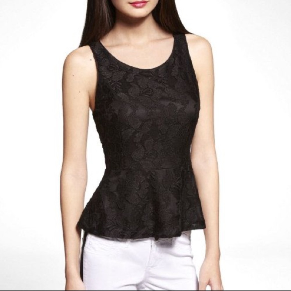 Express Black Lace Peplum Top XS